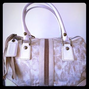 COACH Signature Gold and White Satchel
